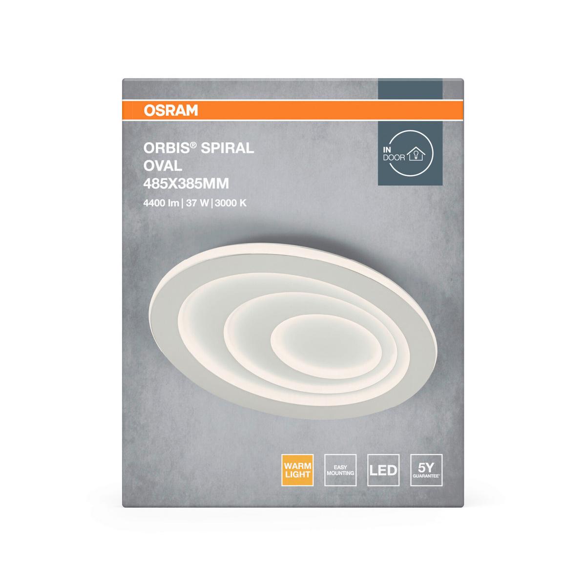LAMPA SUFITOWA LED ORB SPRL OVL 485X385MM37W830WT - biały, Design, tworzywo sztuczne/metal (48,5/38,5/5,6cm) - Osram