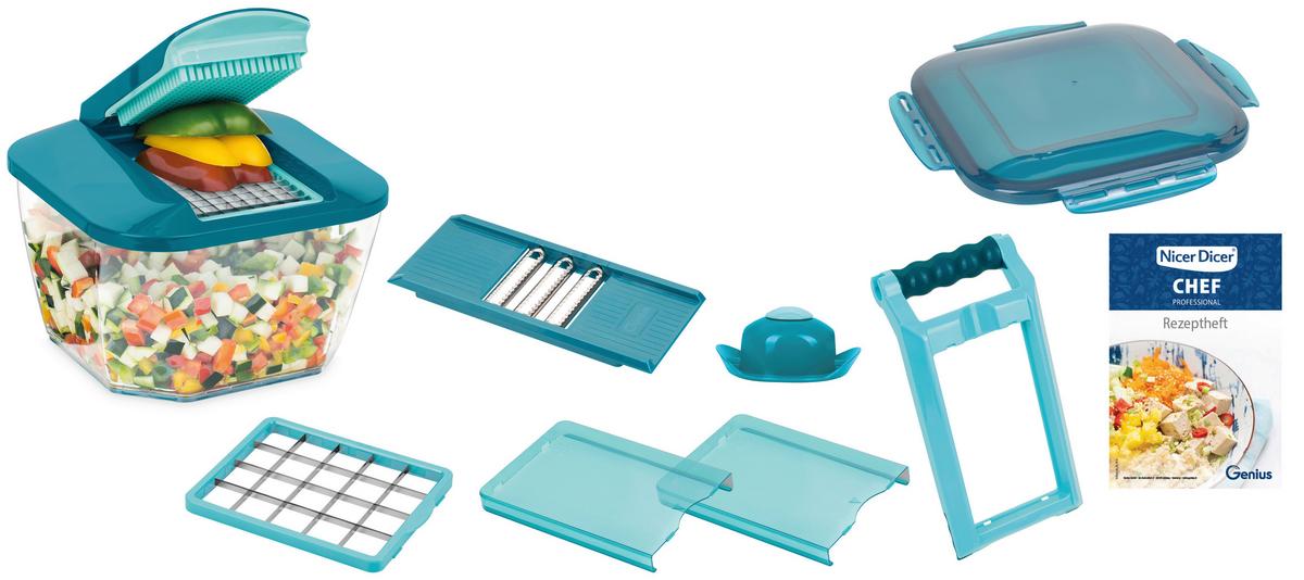 ZESTAW DO KROJENIA WARZYW 07003 - petrol, Basics, tworzywo sztuczne/metal (25/20,5/24,5cm) - Genius