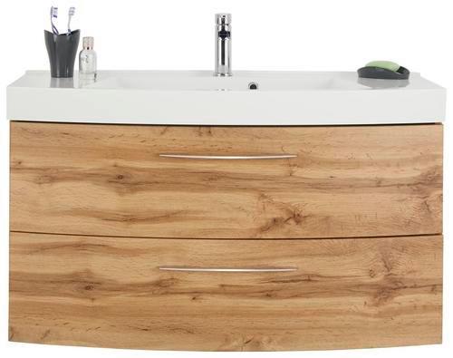 Kombi Umivaonik Florida - bijela/boje hrasta, Moderno, drvni materijal/metal (100/54/47cm) - Premium Living