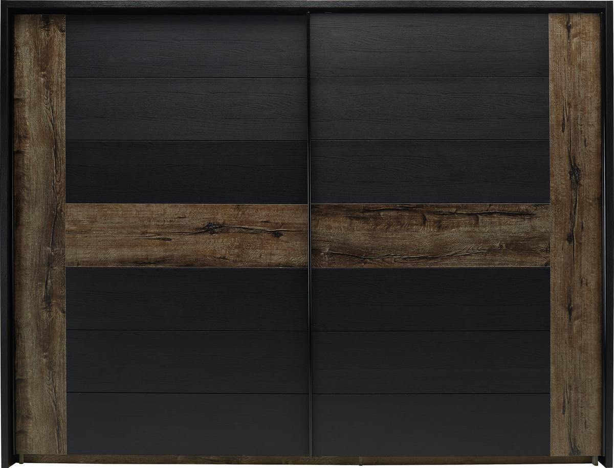 Dulap de haine Bellevue - culoare lemn stejar/negru, Lifestyle, plastic/metal (270/210/61cm)