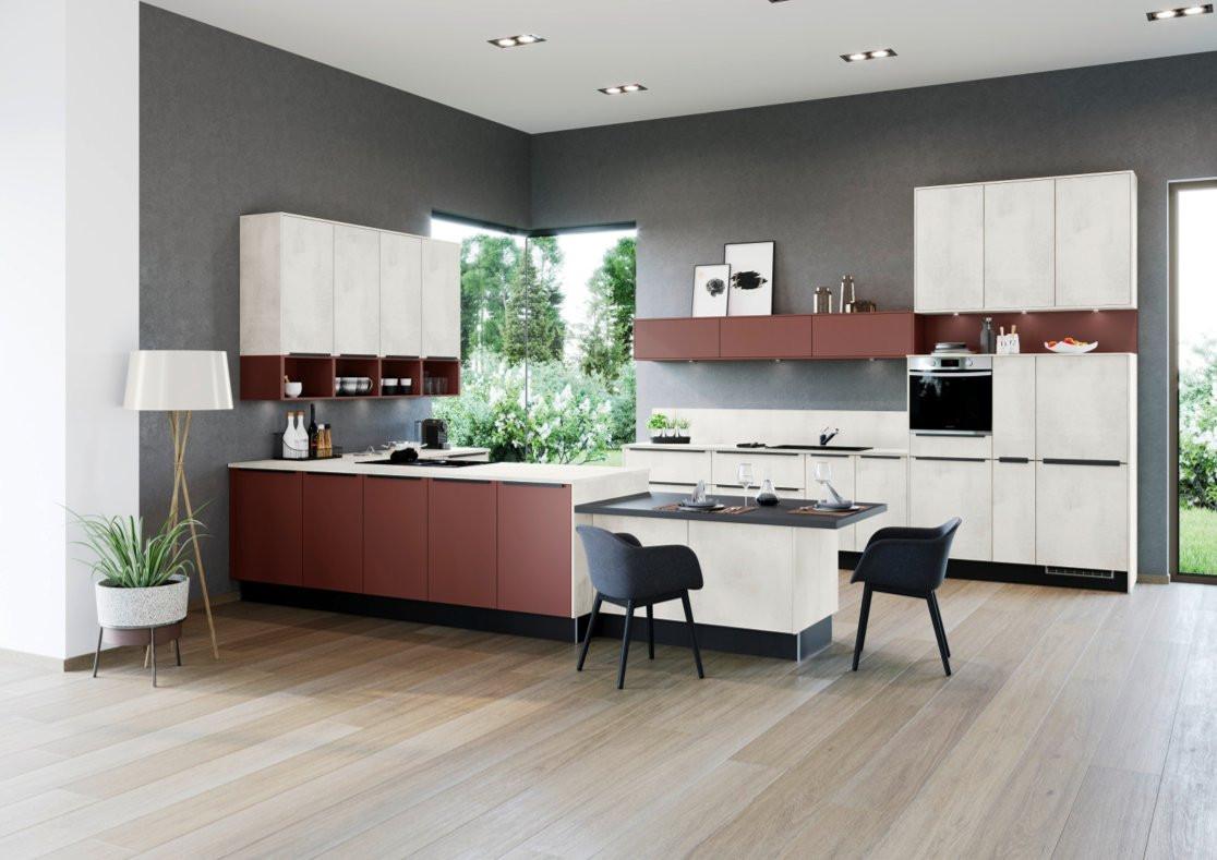 Ugradna Kuhinja Win Base - bela/bordo, Moderno, pločasti materijal - Express