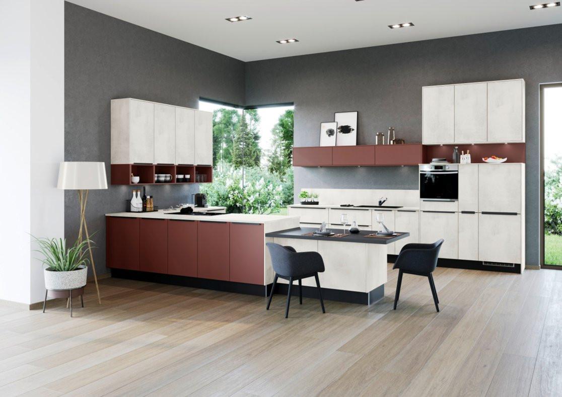 Kuhinja Win Base - bijela/bordo, Modern, drvni materijal - Express