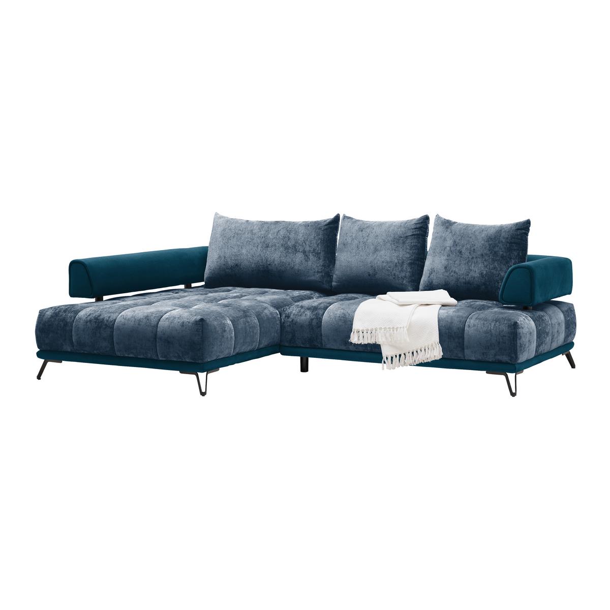 Ecksofa Morgan Royalblau - Royalblau/Schwarz, MODERN, Textil/Metall (184/67-87/262cm) - Mömax