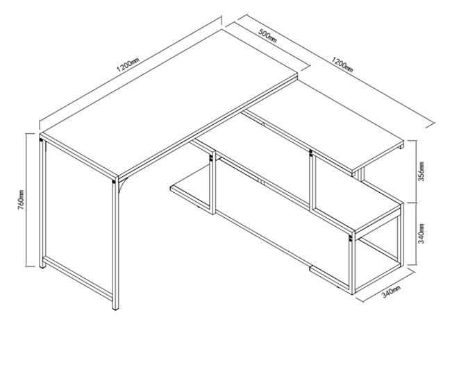 SKRIVBORD HENDRIK - svart/ekfärgad, Modern, metall/trämaterial (120/76/120cm) - Mömax