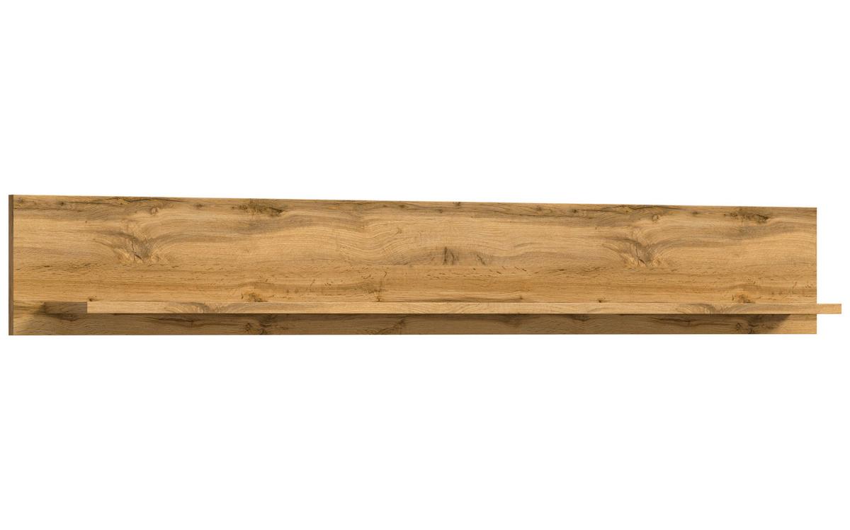 Stenska Polica Jam, Bela, Barva Hrasta - hrast wotan, Design, leseni material (140/20/15cm) - MID.YOU