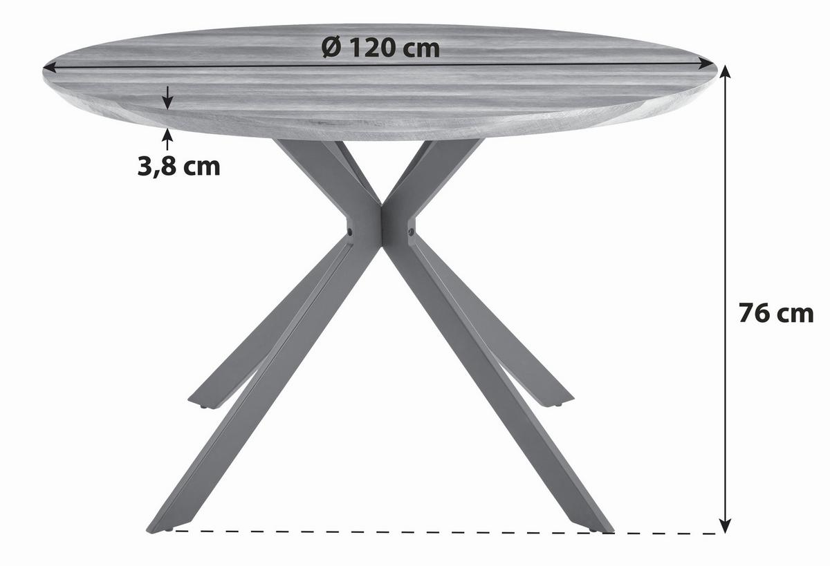 Jedilna Miza Malu, Ø 120cm - črna/barve hrasta, Moderno, kovina/leseni material (120/120/76cm) - MID.YOU