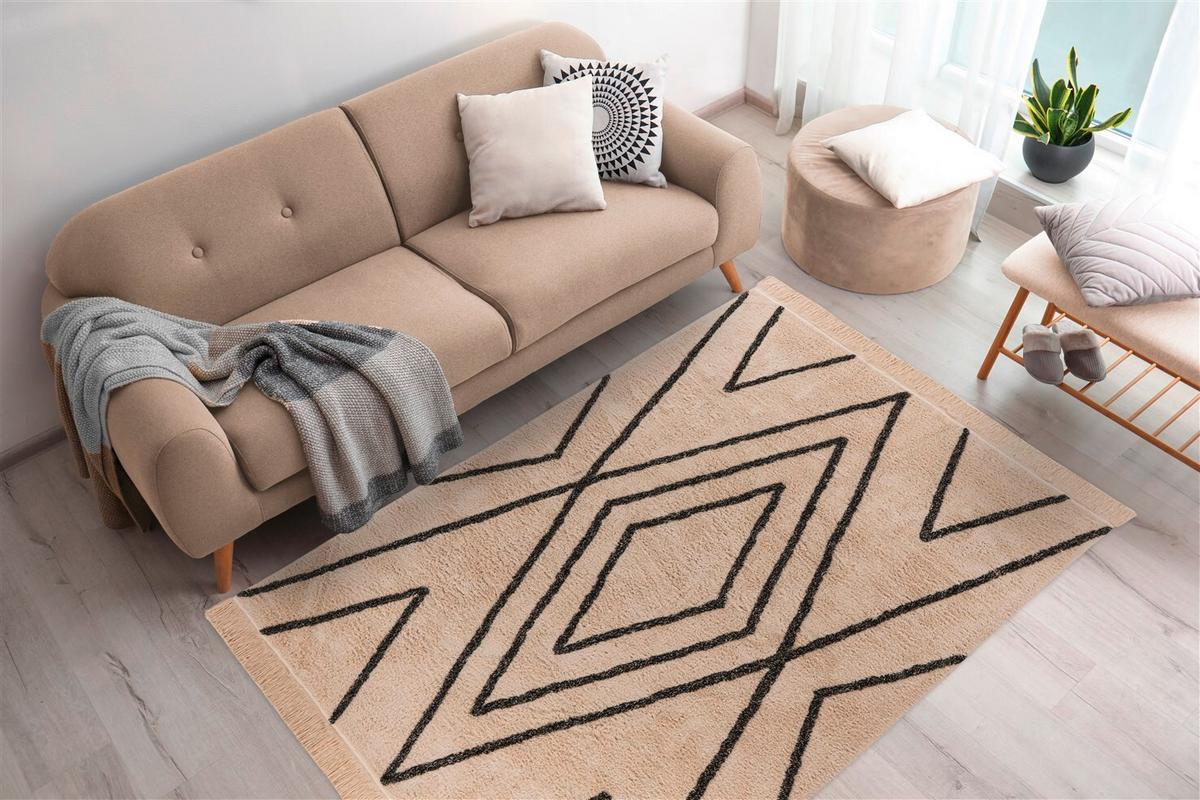 TEPPICH MYLEN 525 CREME / SCHWARZ - Creme/Schwarz, Konventionell, Textil (80/150cm) - Kayoom