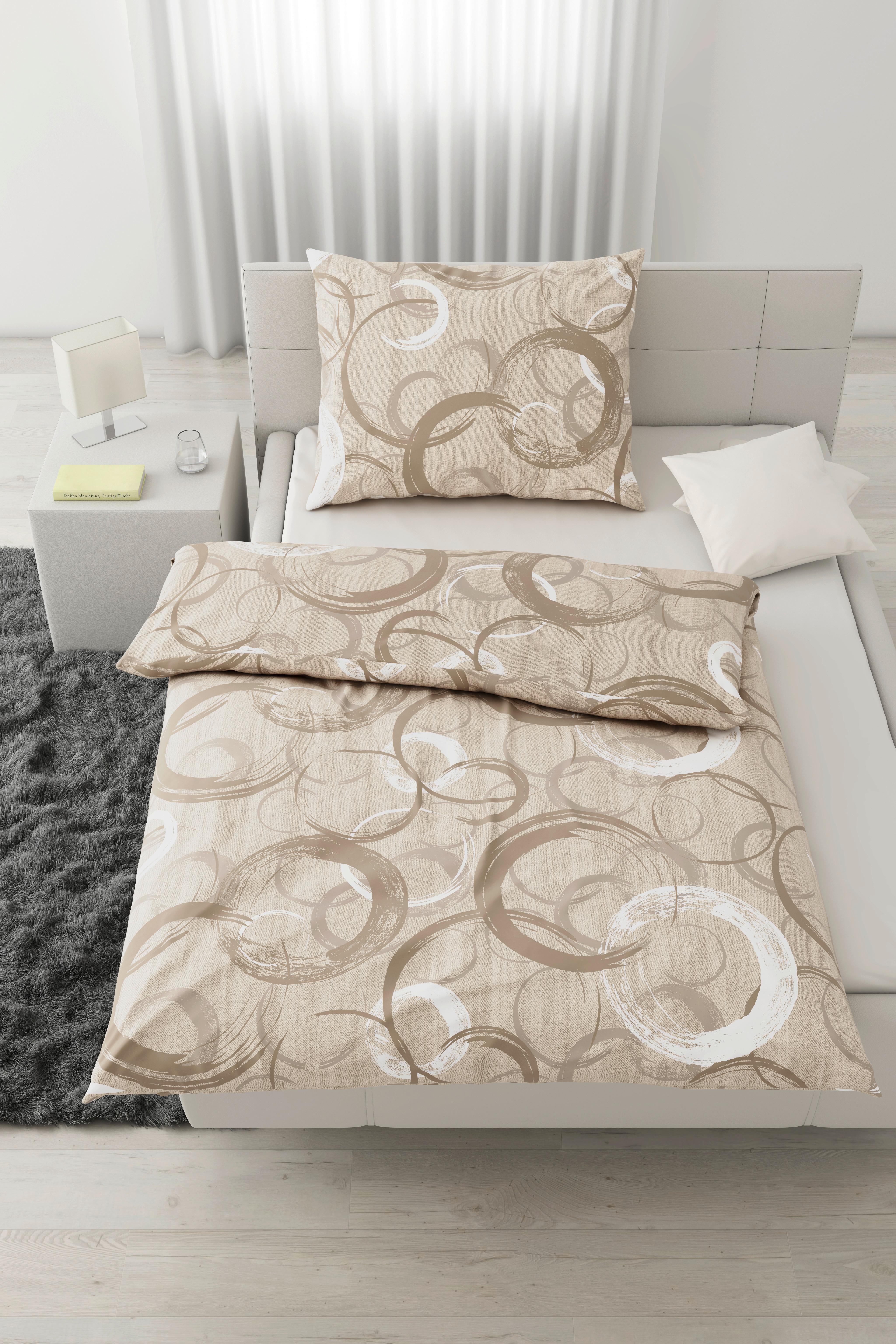 BETTWÄSCHESET NEW CIRCLES - Beige, Textil (160/210cm) - Modern Living