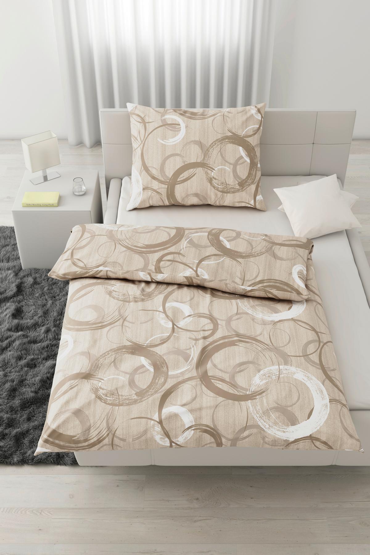 Lenjerie de pat New Circles cca. 140x200/50x70 cm - bej, textil (140/200cm) - Modern Living