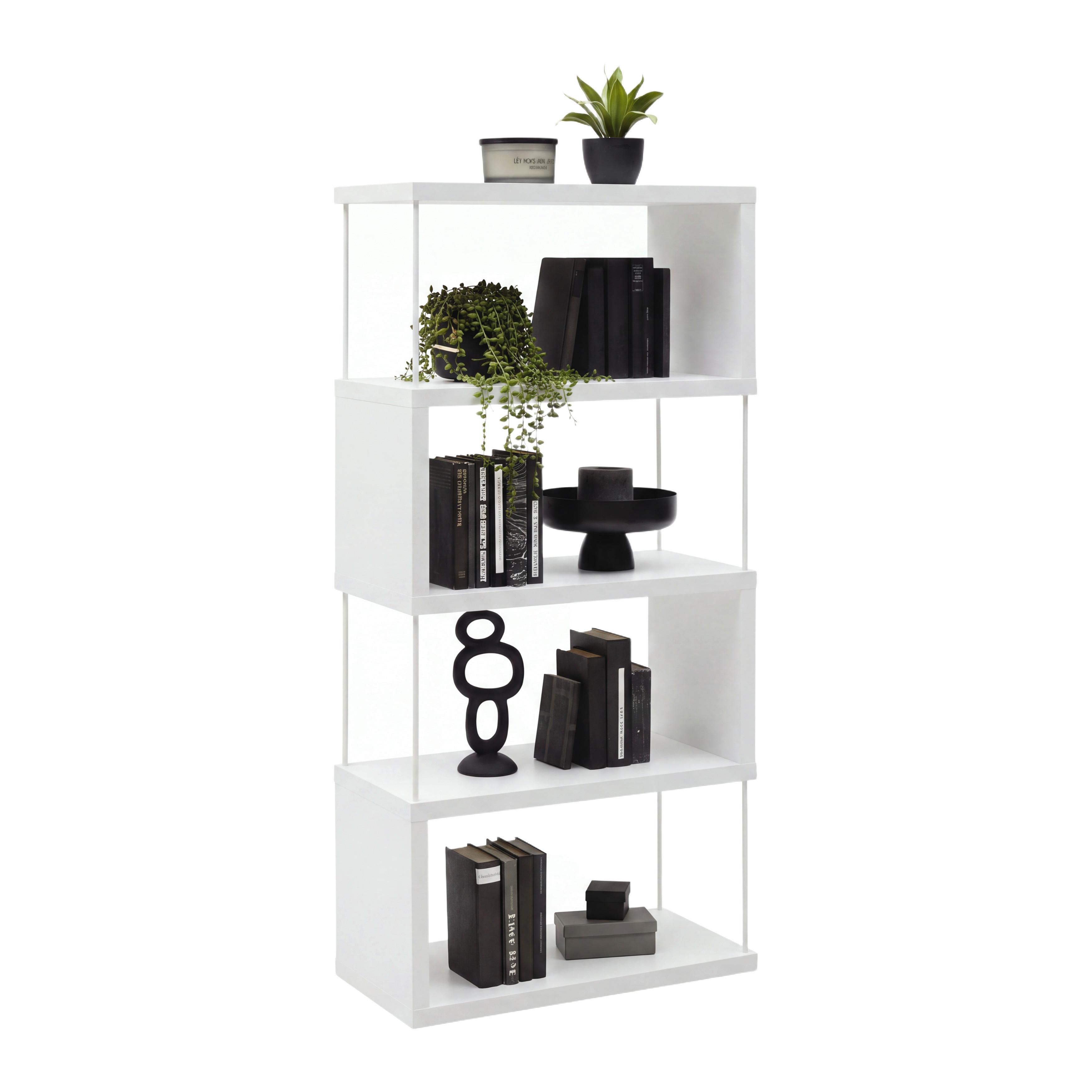 Polica Pinnar - bijela, Moderno, drvni materijal/metal (66/136,5/33cm) - Modern Living