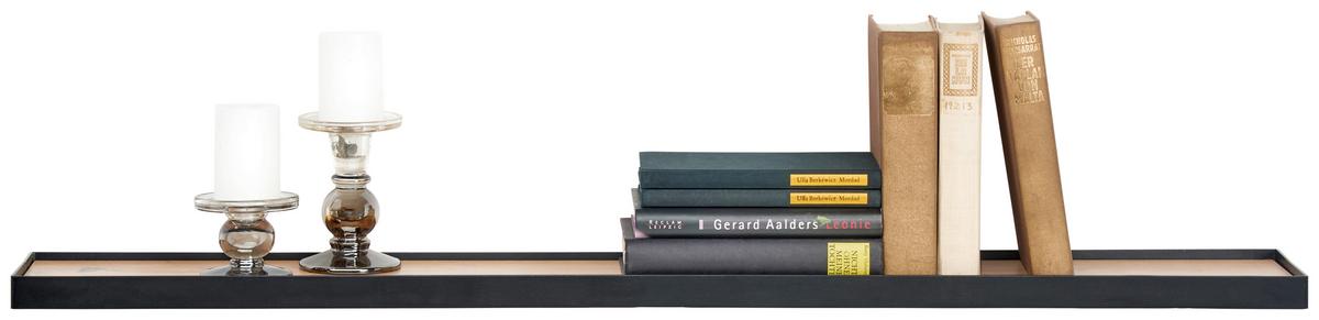 PÓŁKA ŚCIENNA RICKY - kolor dębowy/czarny, Basics, materiał drewnopochodny/metal (110/3/15cm) - Xora