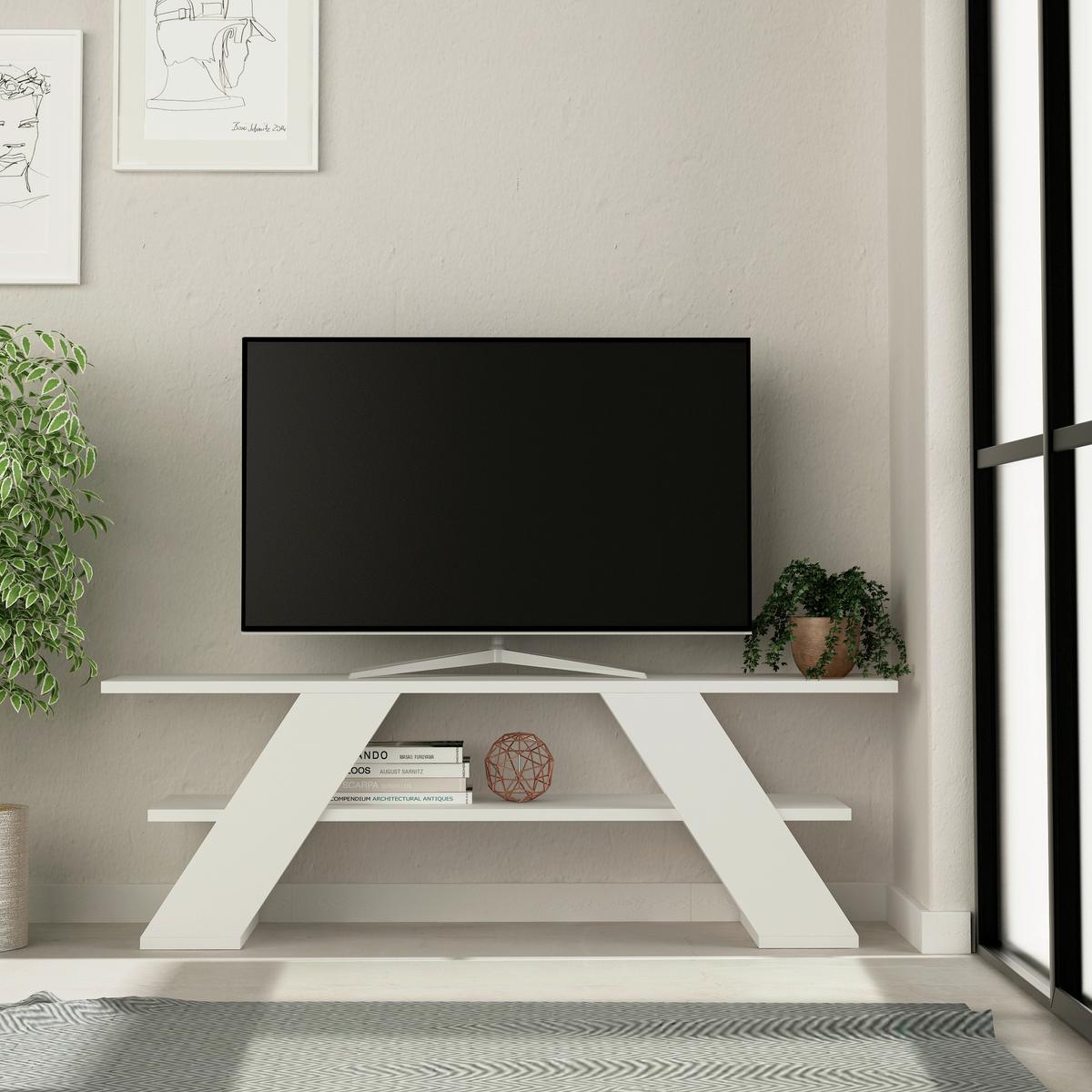 Tv Element Farfalla, Bela - bela, Design, leseni material (120/33,5/40cm) - Livetastic