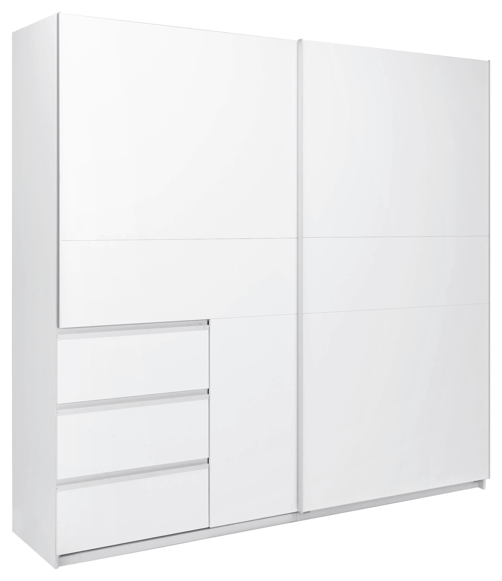 Omara Z Drsnimi Vrati Wilma, Bela - bela, Moderno, kovina/leseni material (215/210/61,5cm) - P & B