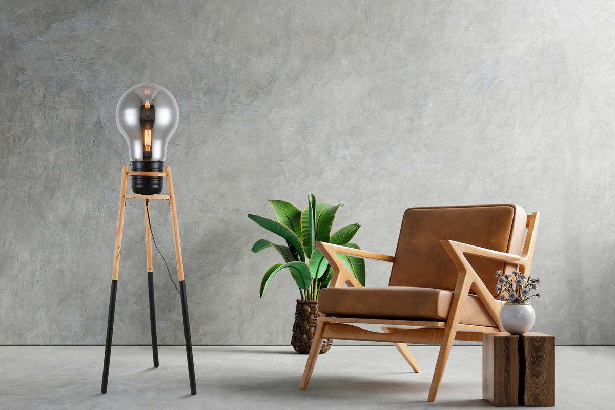 Állólámpa Bekka - natúr színű/fekete, Modern, Üveg/fém (37/33/132cm) - Bessagi Home