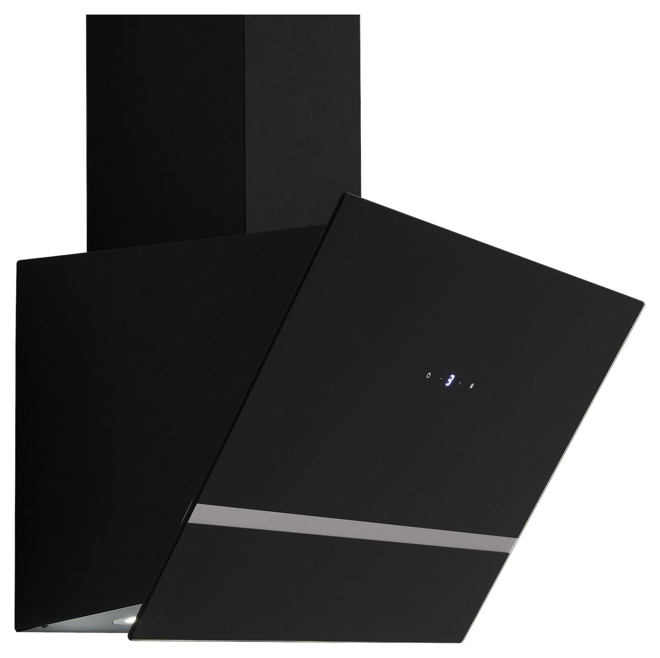 Dunstabzugshaube Hera Metall/ Glas Schwarz mit LED B: 60 cm - Schwarz, Trend, Glas/Metall (59,5/74,2-109,2/38,5cm) - Respekta