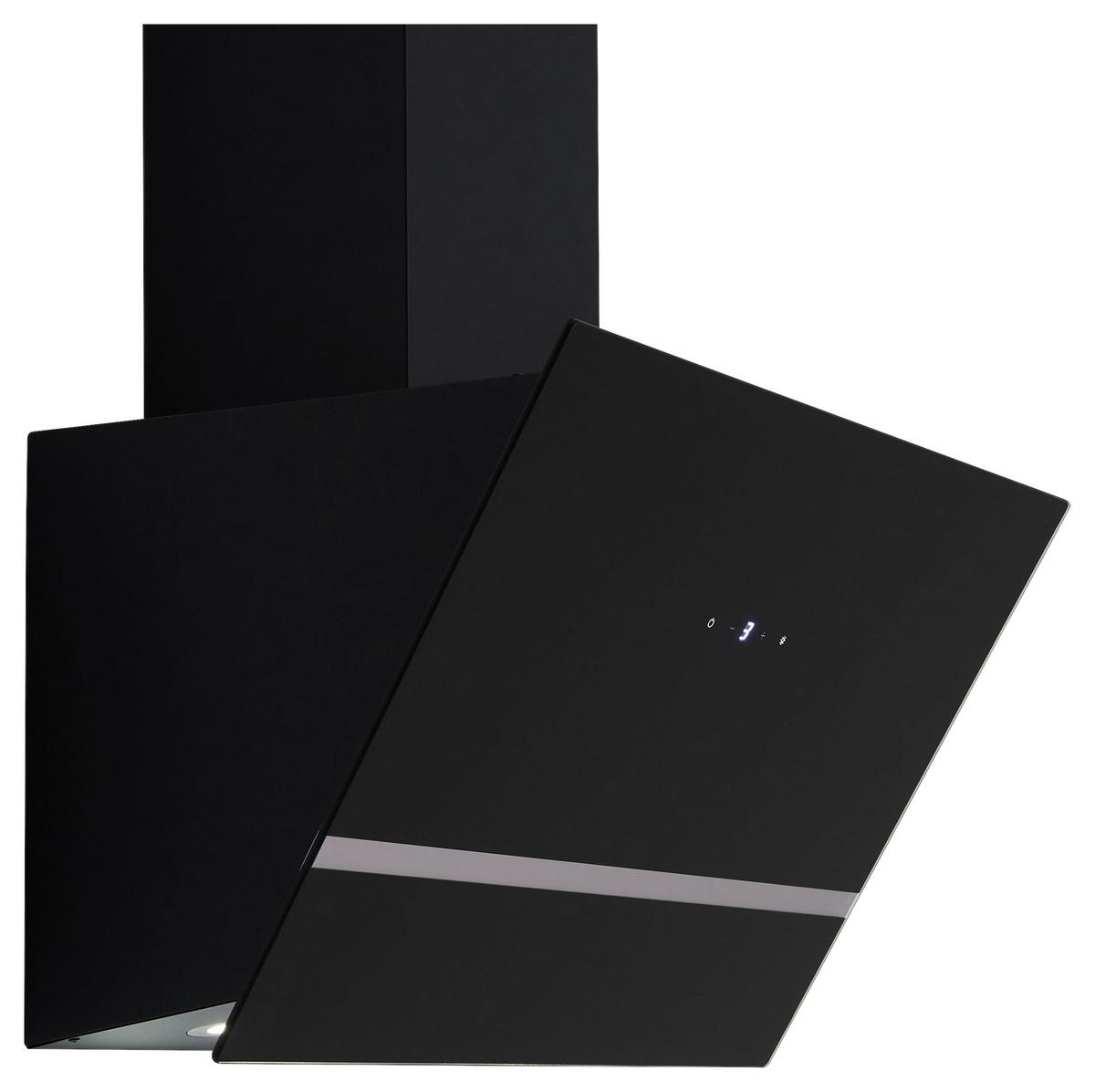 Dunstabzugshaube Hera Metall/ Glas Schwarz mit LED B: 60 cm - Schwarz, Trend, Glas/Metall (59,5/74,2-109,2/38,5cm) - Respekta