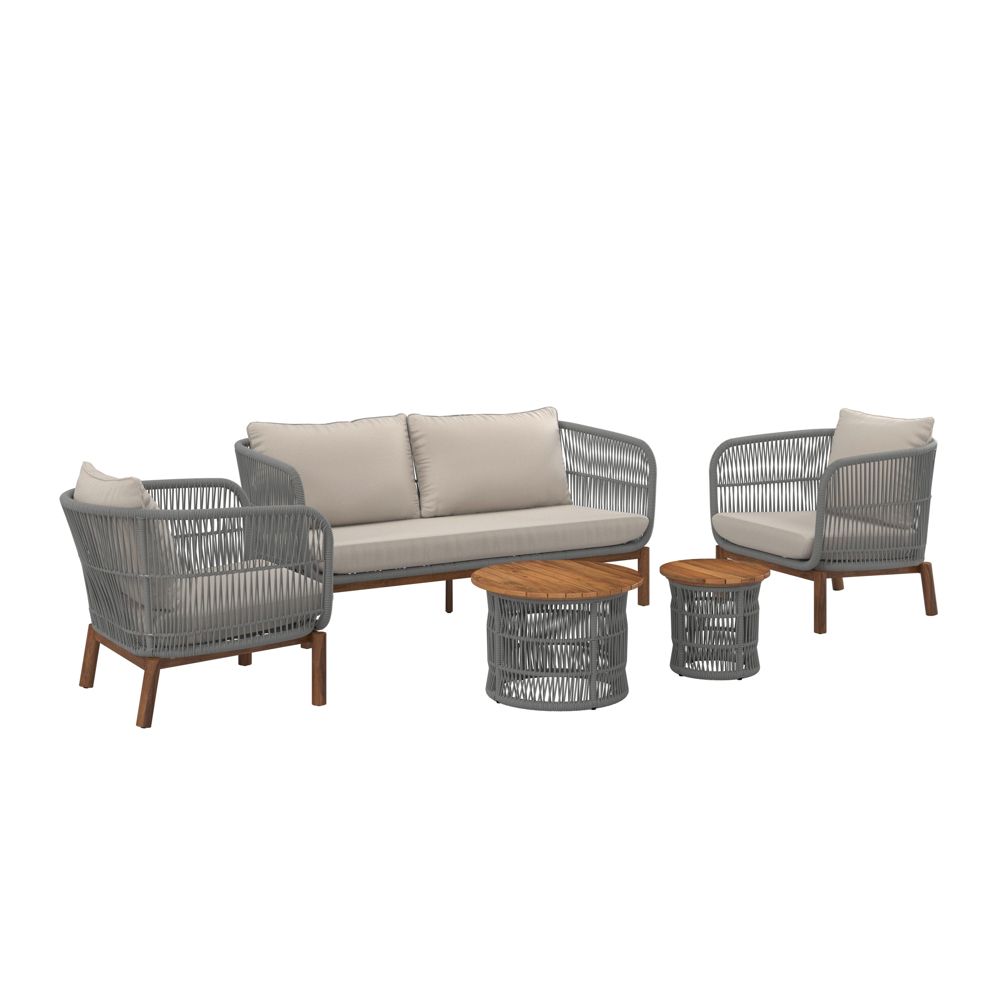 Lounge Garnitura Malene, Krem, Siva, 4-Delno - krem barve/naravne barve, Moderno, kovina/tekstil (168/70,5/80cm) - Bessagi Garden