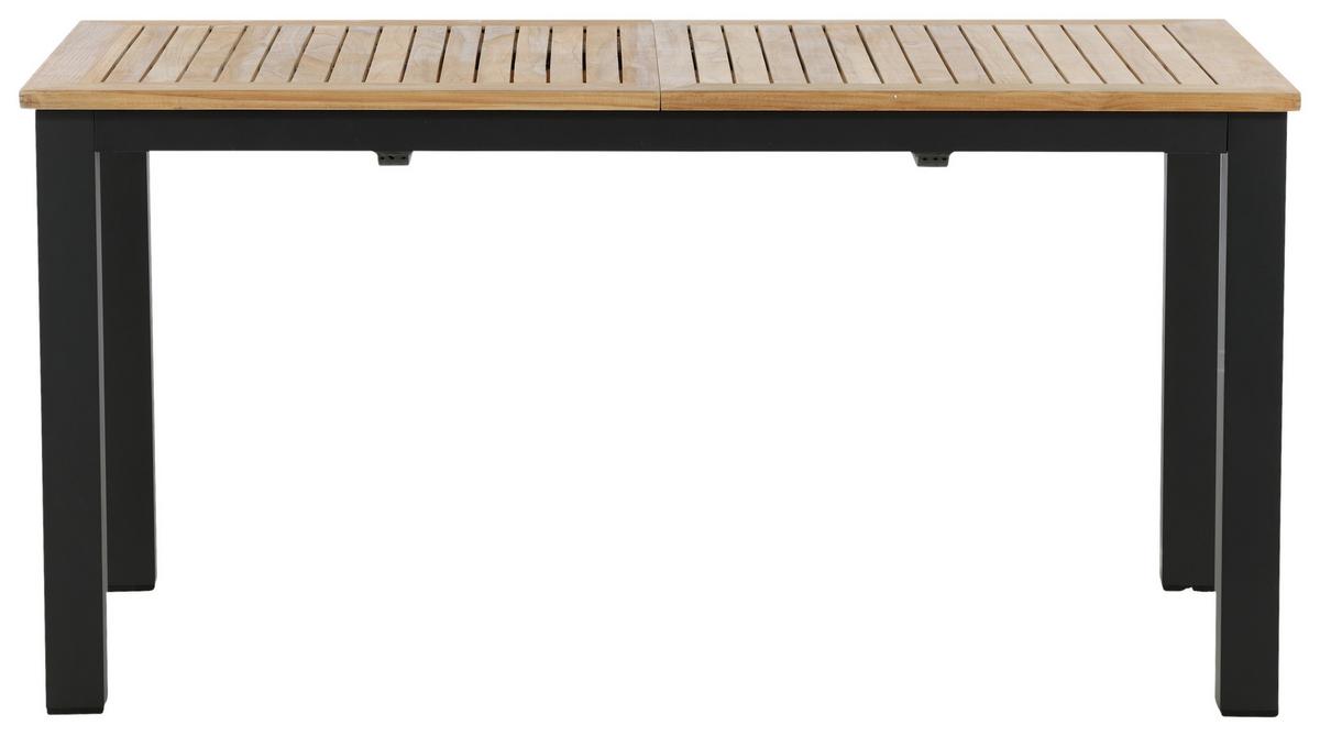 Gartentisch Panama ca. 210x90 cm Schwarz/Teakholz - Schwarz/Teakfarben, KONVENTIONELL, Holz/Metall (210/90/75cm) - Gardenson