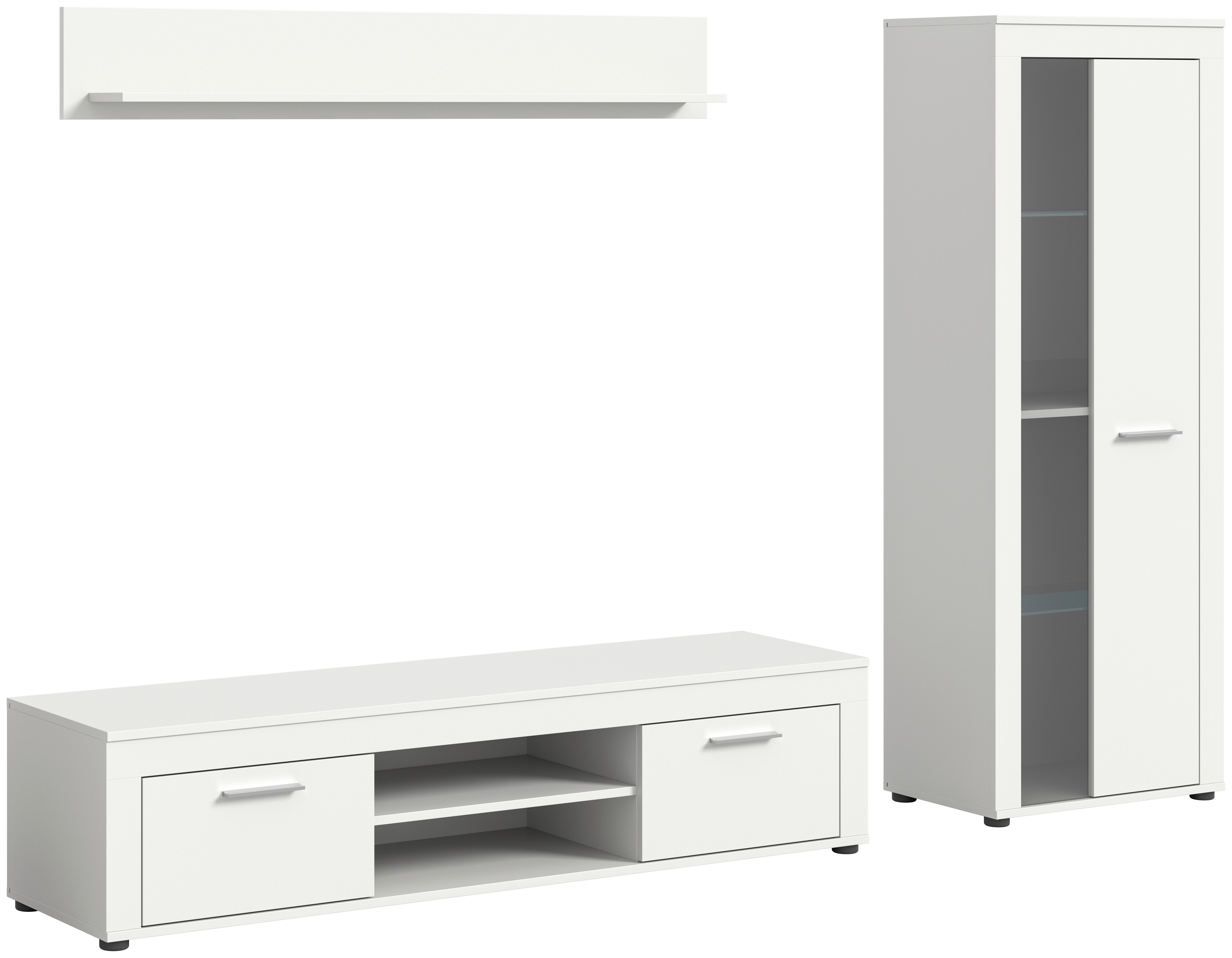 Dnevni Regal Jam, Bela, 3-Delni - bela, Design, steklo/leseni material (235/159/35cm) - MID.YOU