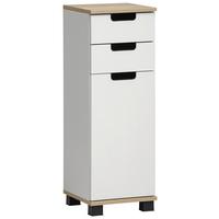 Srednje Visoka Omara Emmik, Bela, Barva Hrasta - črna/barve hrasta, Moderno, umetna masa/leseni material (30,8/88,1/32,6cm) - Stylife