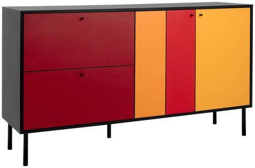 Tálalószekrény Lucca - fekete/színes, Design, faalapú anyag/fém (146/81/40cm) - MID.YOU