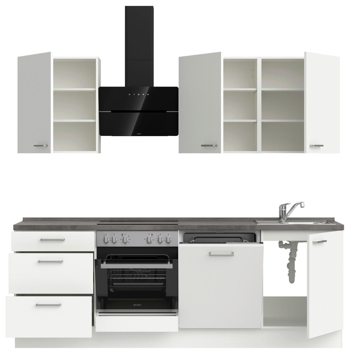 Küchenleerblock Touch High o. Geräte Weiß - Edelstahlfarben/Weiß, MODERN, Holzwerkstoff/Metall (240cm) - Nobilia