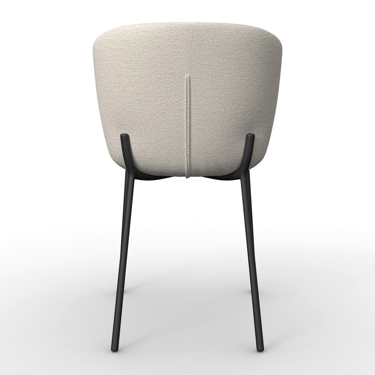 Stuhl Noemie Creme Chenille Gepolstert - Creme/Schwarz, MODERN, Holz/Textil (49/81/54cm) - Bessagi Home