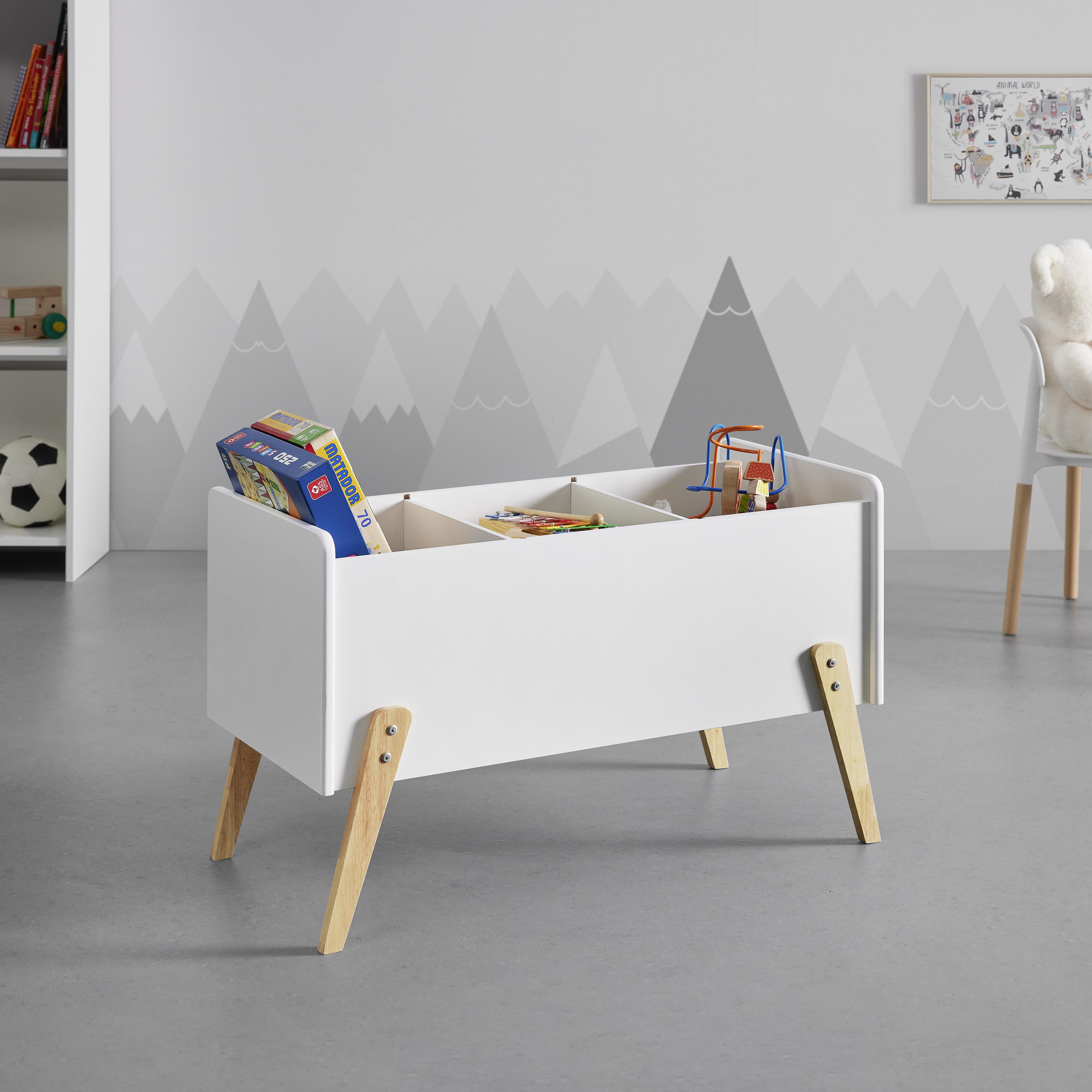 Spielzeugtruhe weiß, "Lia" - Weiß, MODERN (80/48/39cm) - Bessagi Kids