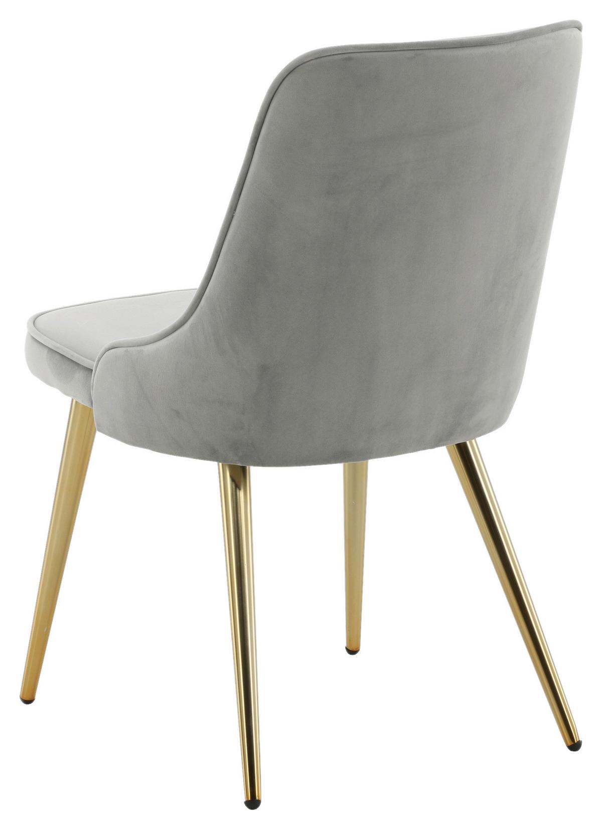 STUHL-SET VELVET DELUXE - Goldfarben/Hellgrau, Design, Kunststoff/Textil (50/88.5/66cm) - Livetastic