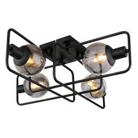 DECKENLEUCHTE 15830-4D - Schwarz, Design, Glas/Metall (61/61/20cm) - Globo