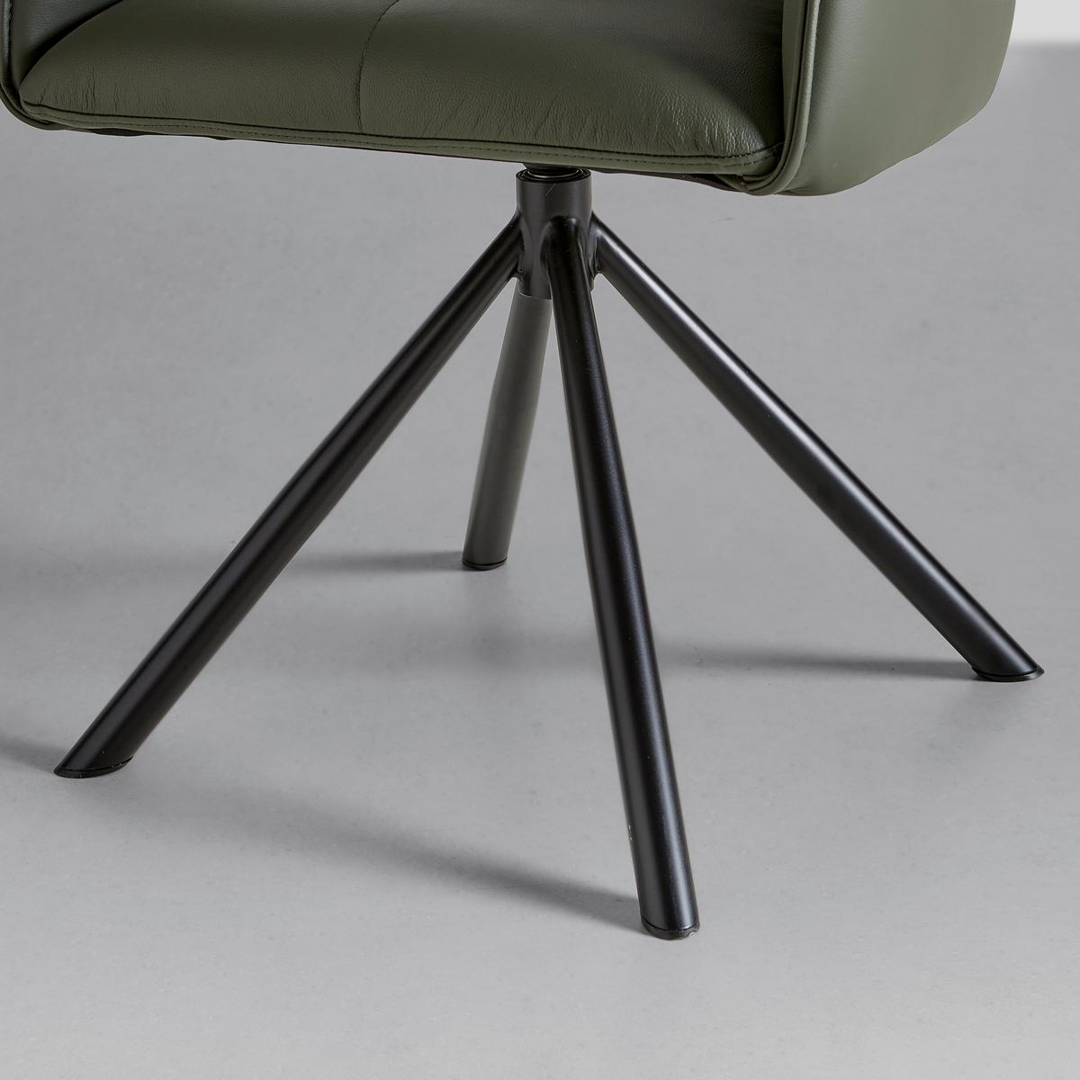 Armlehnstuhl Vincent in Grün - Schwarz/Grün, MODERN, Leder/Metall (58/87/63cm) - Premium Living
