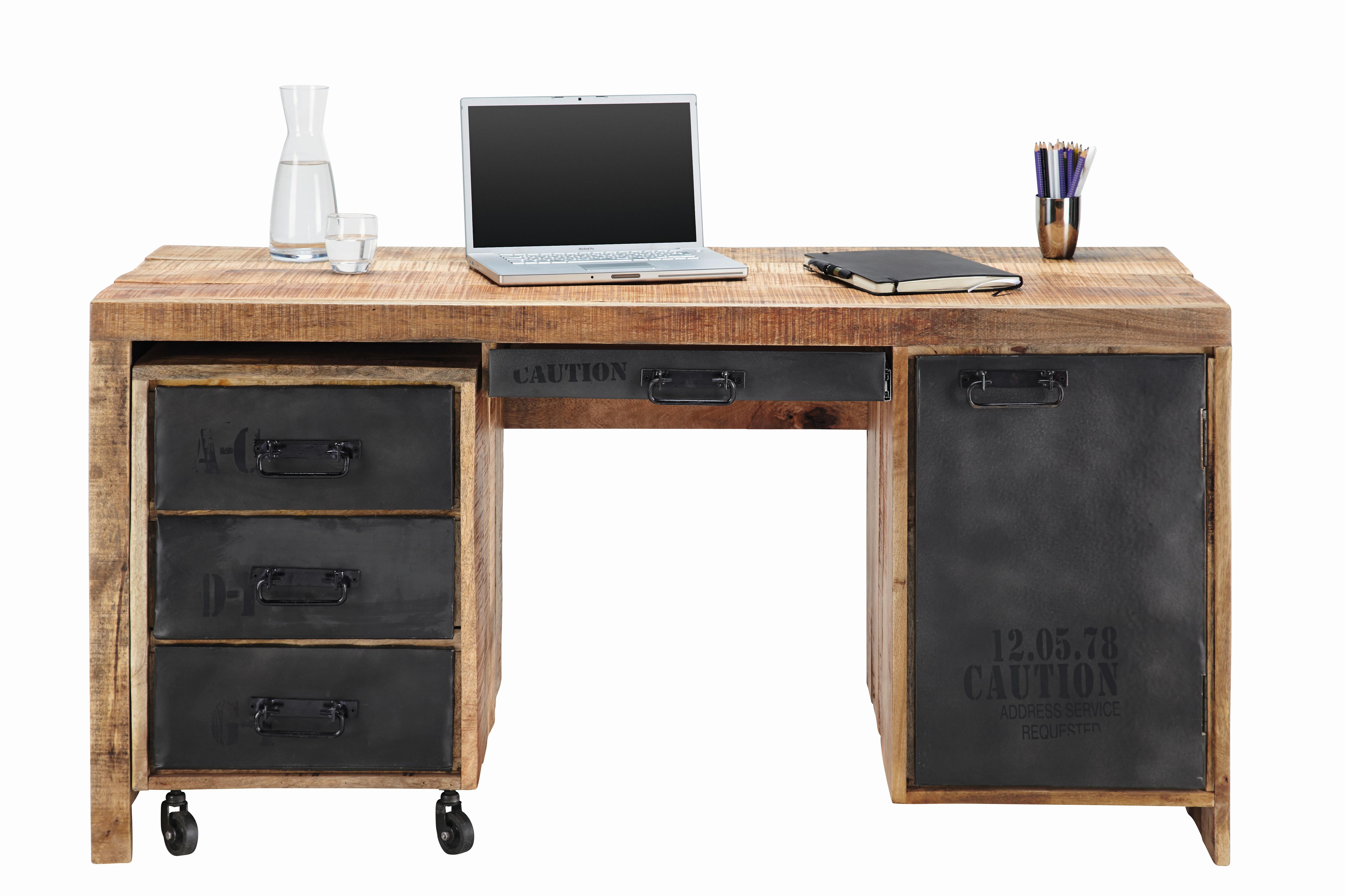 Schreibtisch aus Mangoholz Massiv - LIFESTYLE, Holz (150/76/62cm) - Premium Living