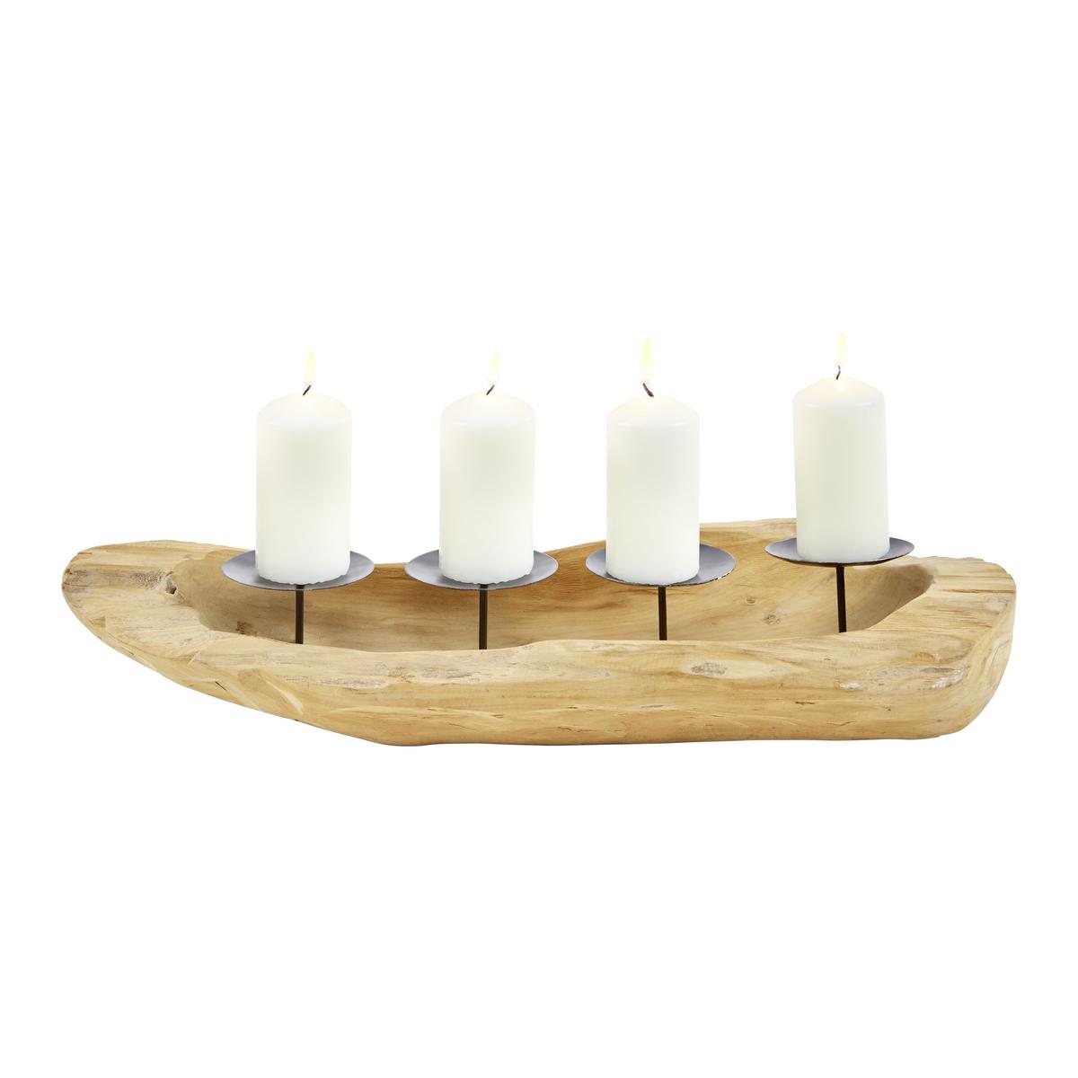 Kerzenhalter Nafia in Naturfarben - Naturfarben, Holz (50/18/19cm)