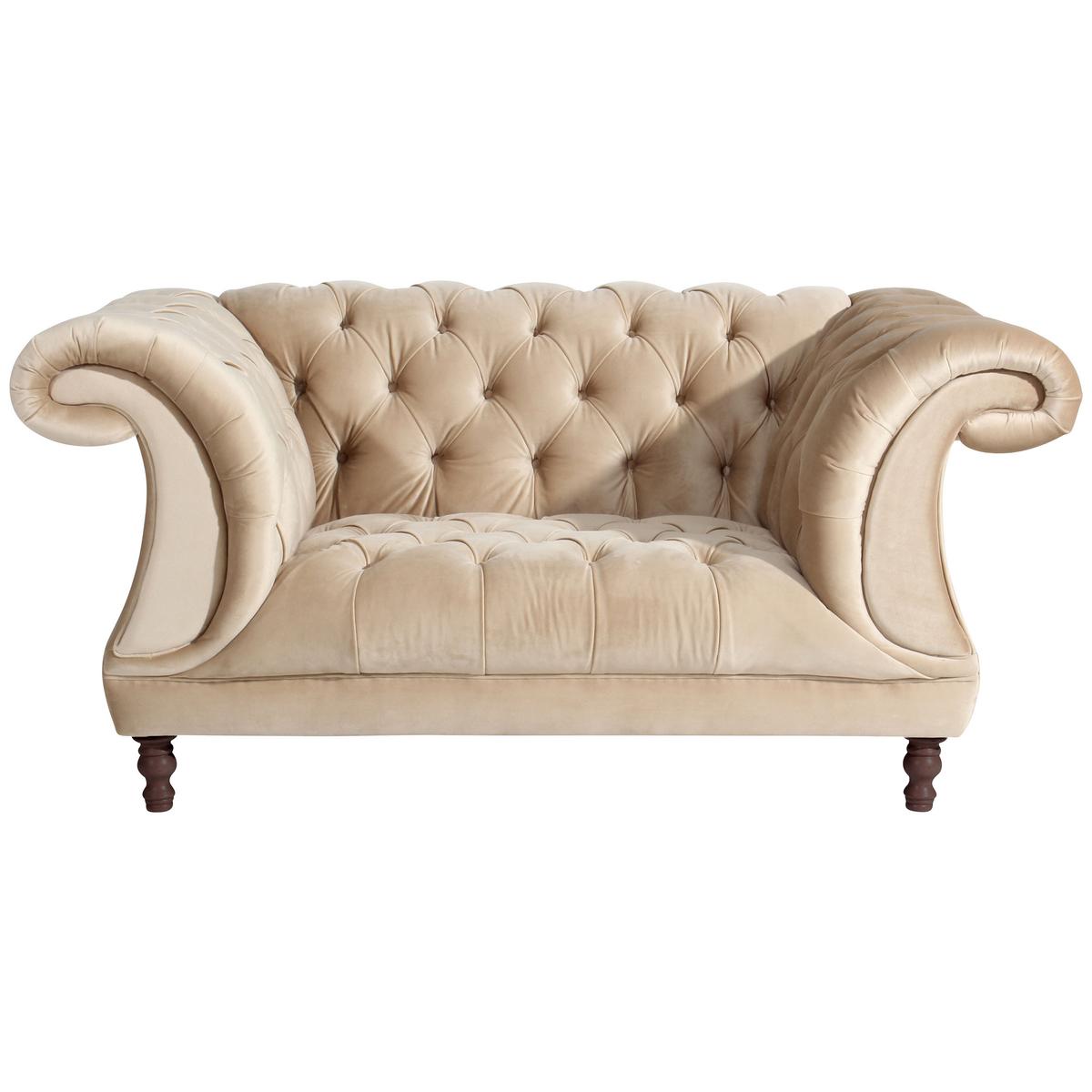 CHESTERFIELD-SESSEL IVETTE - Sandfarben/Nussbaumfarben, Design, Holz/Textil (167/80/100cm) - Max Winzer