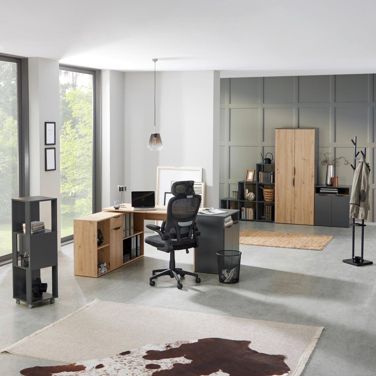 Radni Stol Mx 195 - bijela/hrast Artisan, Moderno, drvni materijal/metal (136,8/74,2/135cm) - Modern Living