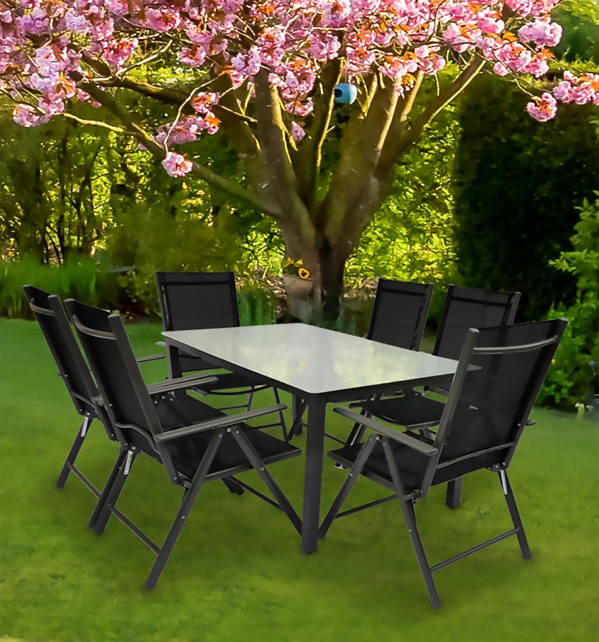 Vrtna Garnitura Gardenson, Antracit, 7-Delno - antracit, Basics, kovina/steklo - Gardenson