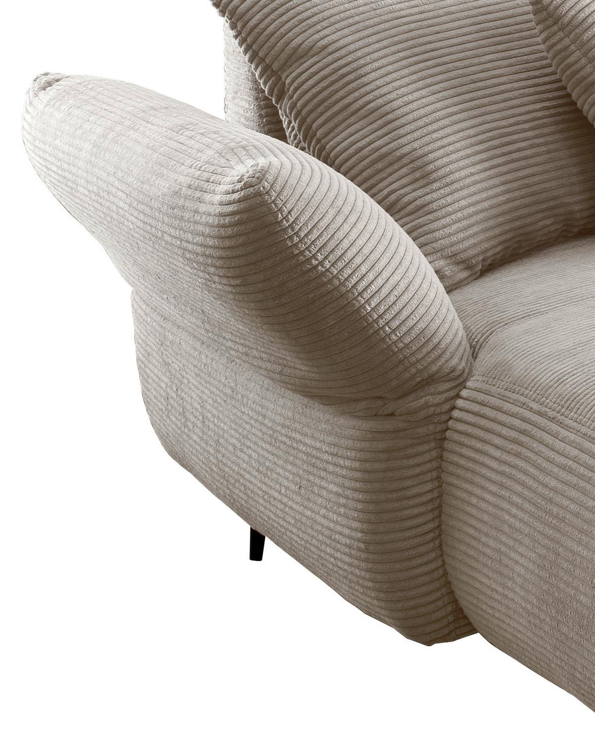 Wohnlandschaft Vanilla Beige Cord - Beige/Schwarz, Design, Textil/Metall (178/264-302cm) - Livetastic