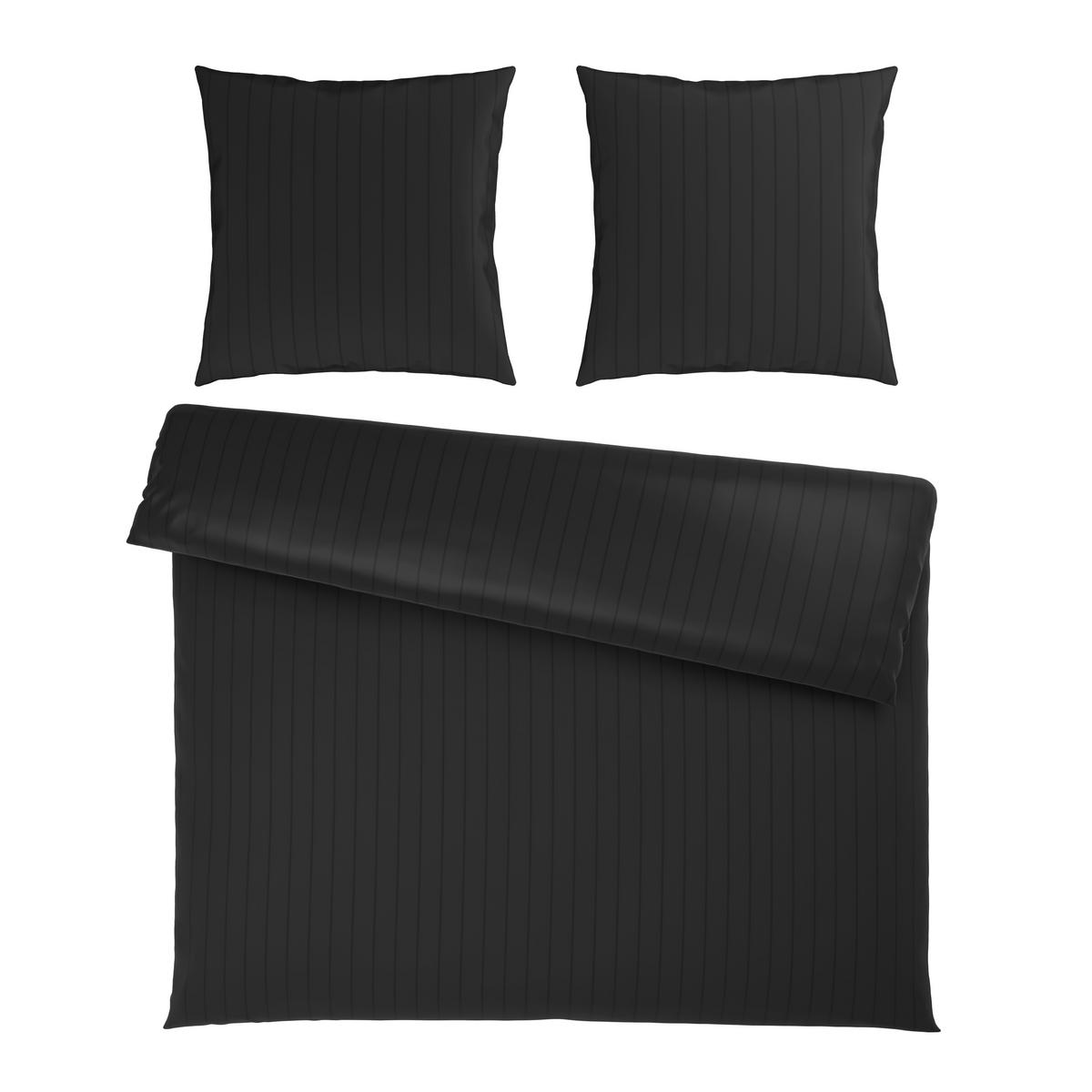 Bettwäsche Dobby Streif XXL Schwarz ca. 200x200cm - Schwarz, Textil (200/200cm) - Mömax