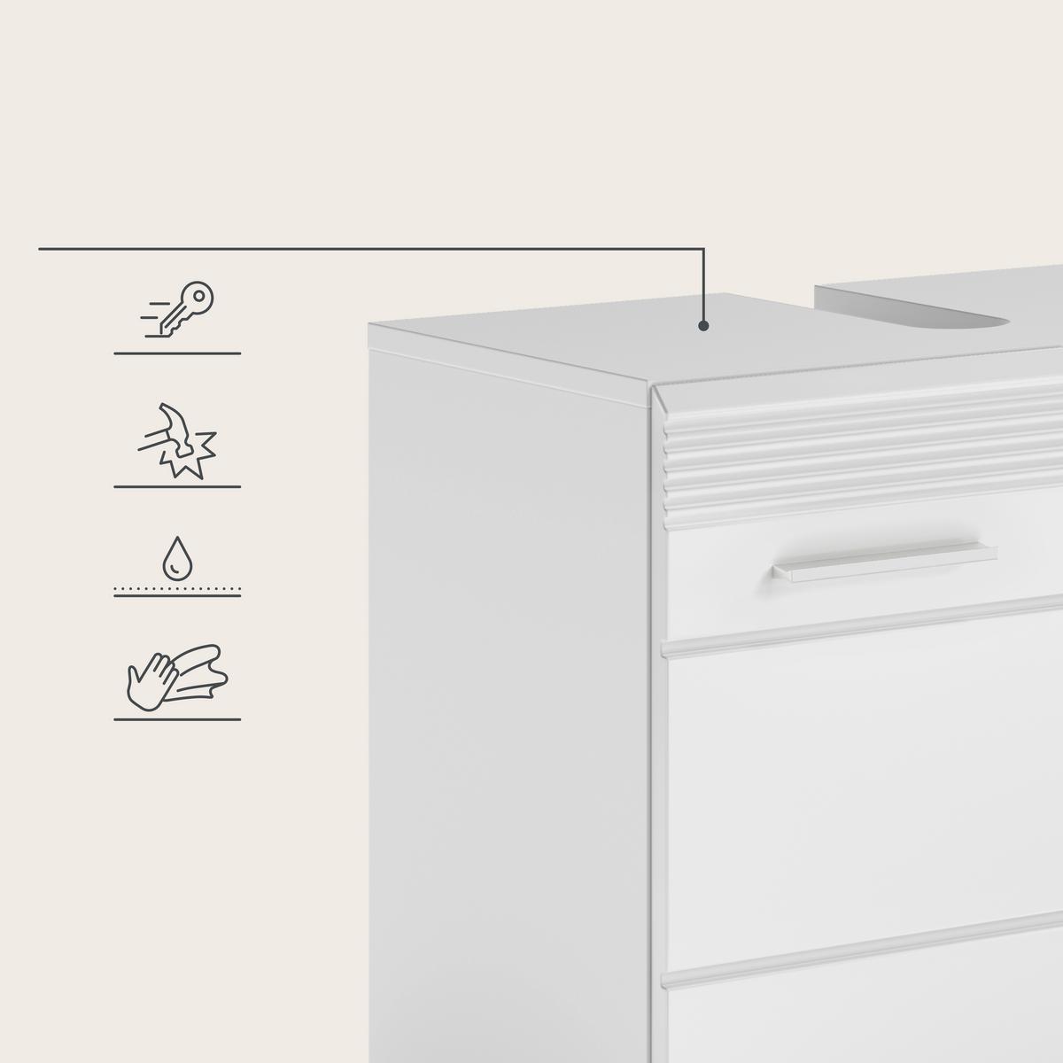 Kopalnica Linus, Bela, 2-Delna - srebrne barve/bela, Moderno, umetna masa/steklo (60/182/34cm) - MID.YOU