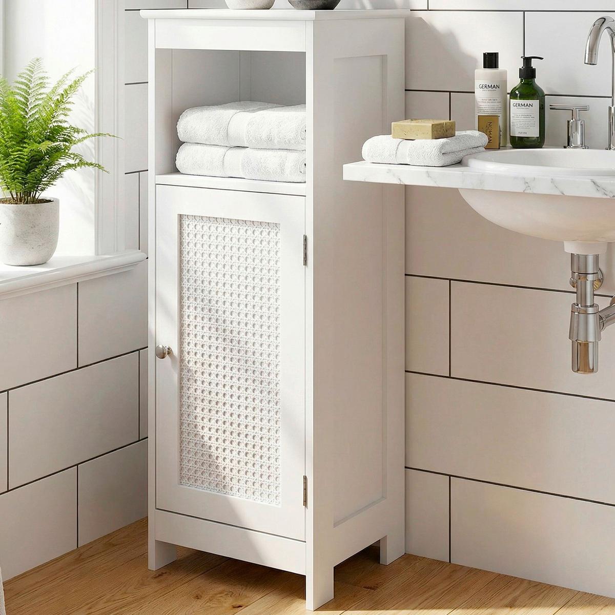 Midischrank Wl7.766 - Weiss/Silberfarben, Design, Holzwerkstoff/Metall (30/80/28cm) - Livetastic