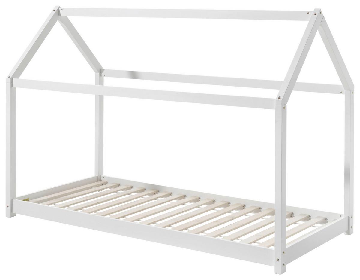 Hausbett Cabane Weiß ca. 90x200 cm Echtholz - Weiß, Natur, Holz/Textil (90/200cm) - Vipack