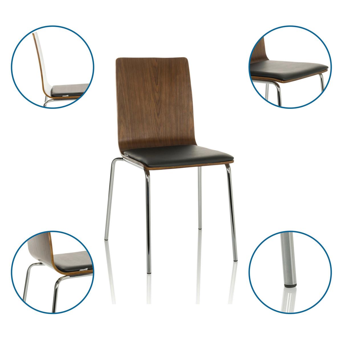 Konferenčni Stol Peria, Oreh, Črna - srebrne barve/črna, Basics, kovina/les (50/86/55cm) - MID.YOU