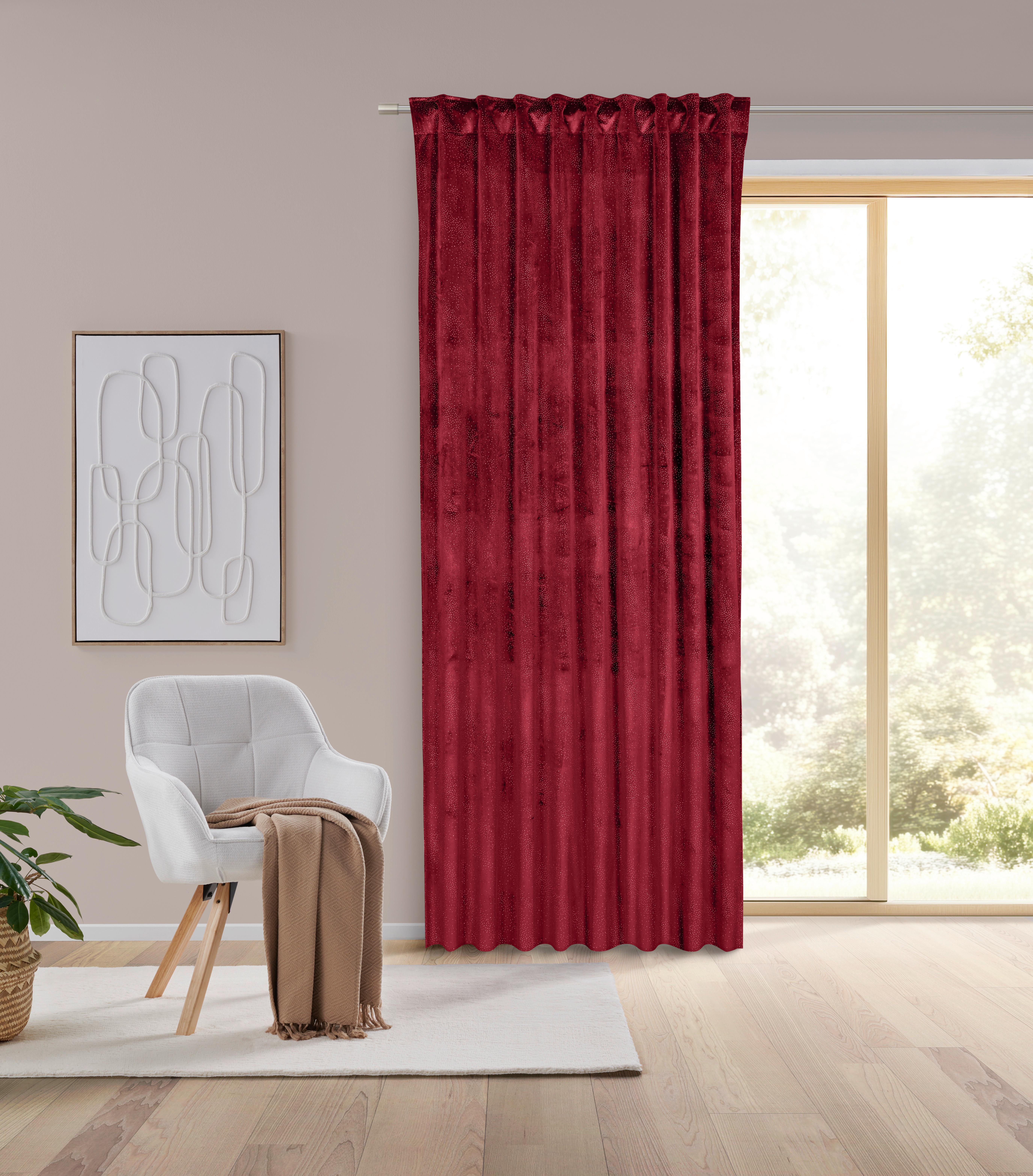 GARDINLÄNGD LUCIA - röd, textil (140/245cm) - Mömax