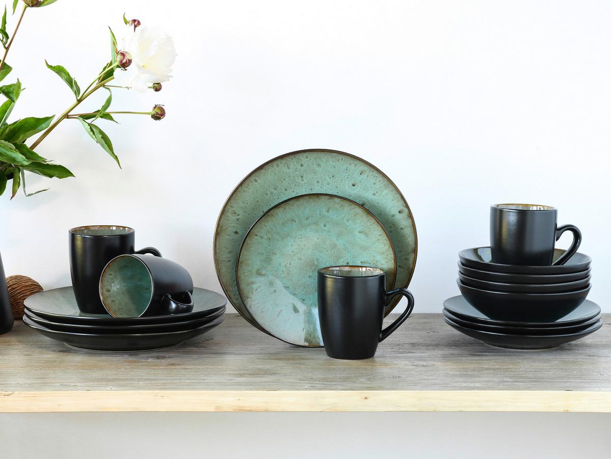 SERWIS OBIADOWO-ŚNIADANIOWY SHIRE - różnokolorowy, Trend, ceramika (40/26/31cm) - Creatable