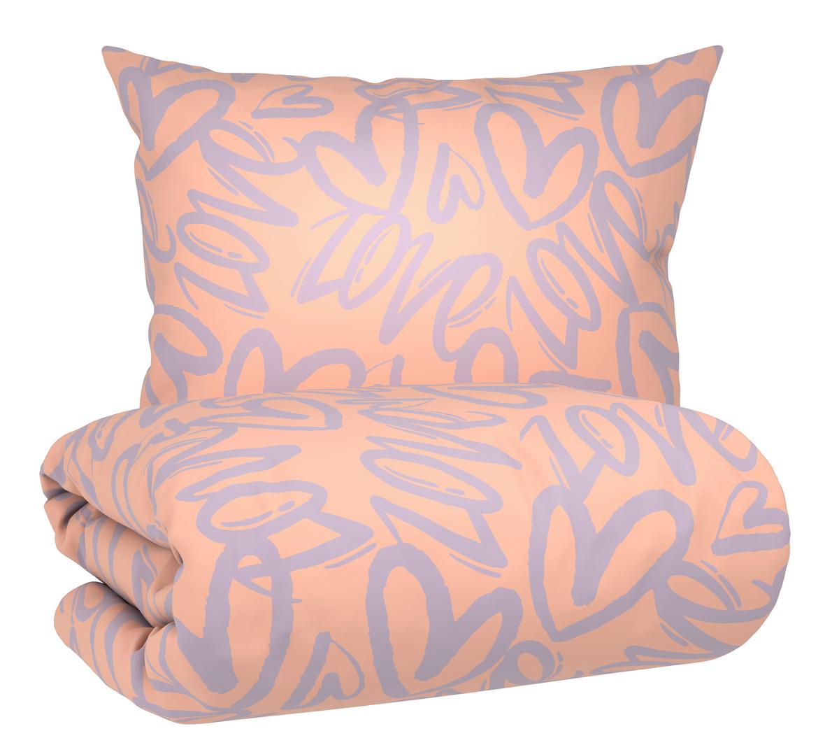 Bettwäsche Young Heart Hellrosa/Flieder ca. 140x200cm - Hellrosa/Flieder, ROMANTIK / LANDHAUS, Textil (140/200cm) - Mömax