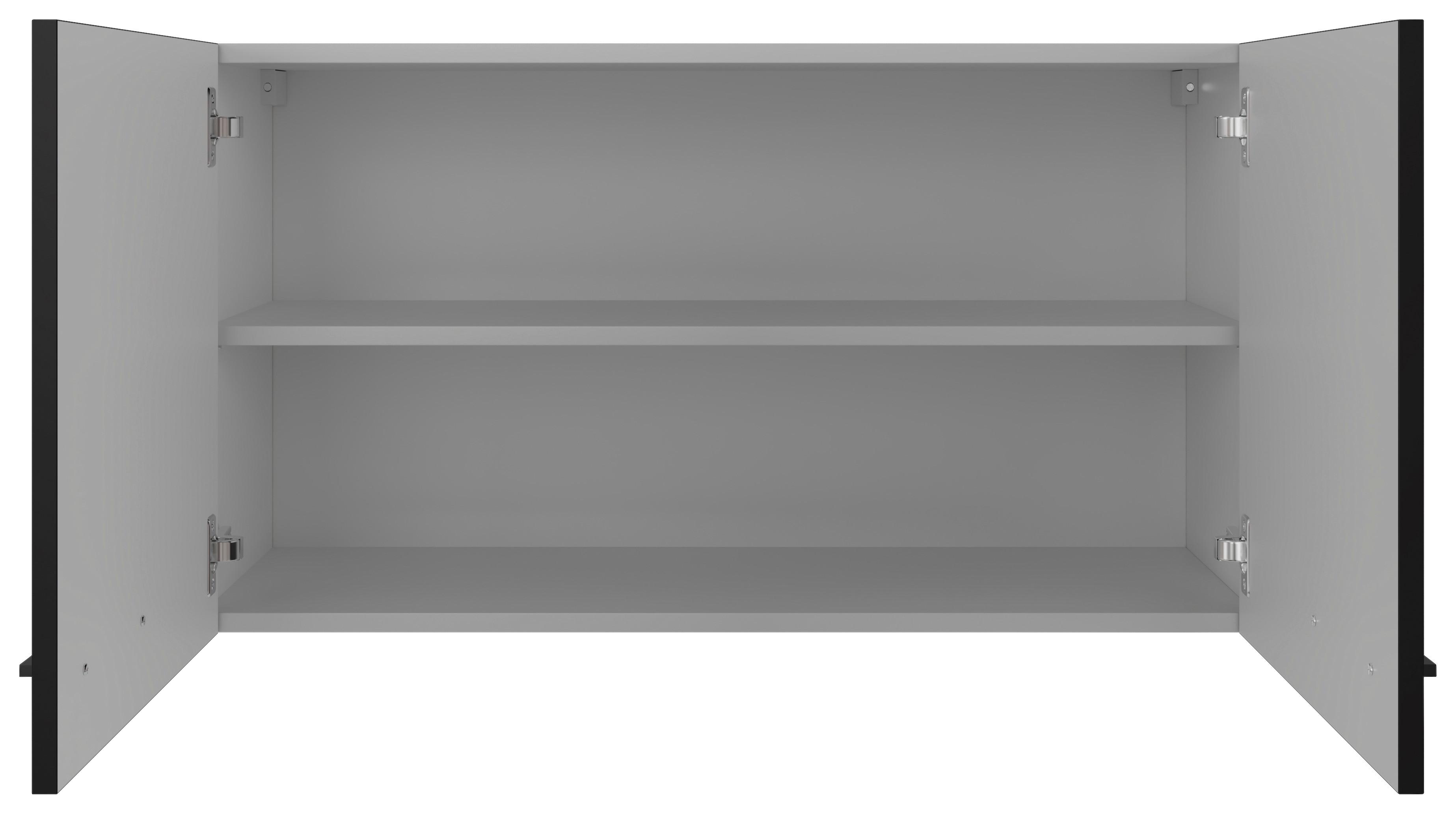 Kuhinjska Zgornja Omarica Capri, Črna, Hrast - črna/barve hrasta, Konvencionalno, kovina/leseni material (100/54,8/32cm) - FlexWell