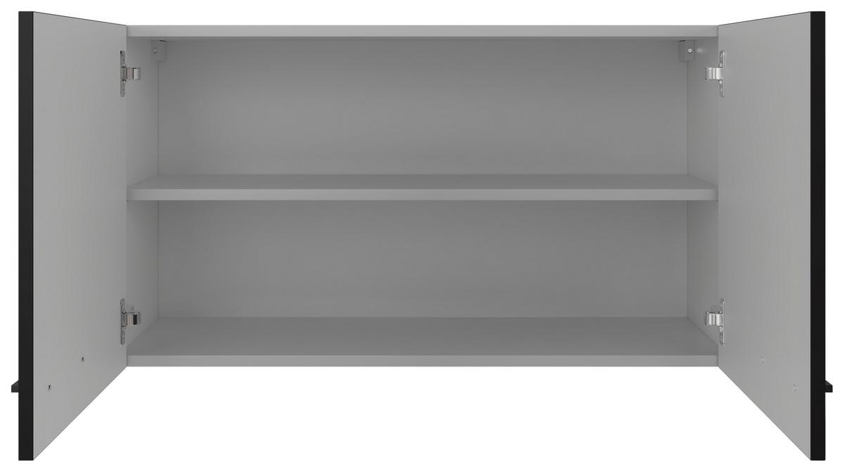 Kuhinjska Zgornja Omarica Capri, Črna, Hrast - črna/barve hrasta, Konvencionalno, kovina/leseni material (100/54,8/32cm) - FlexWell