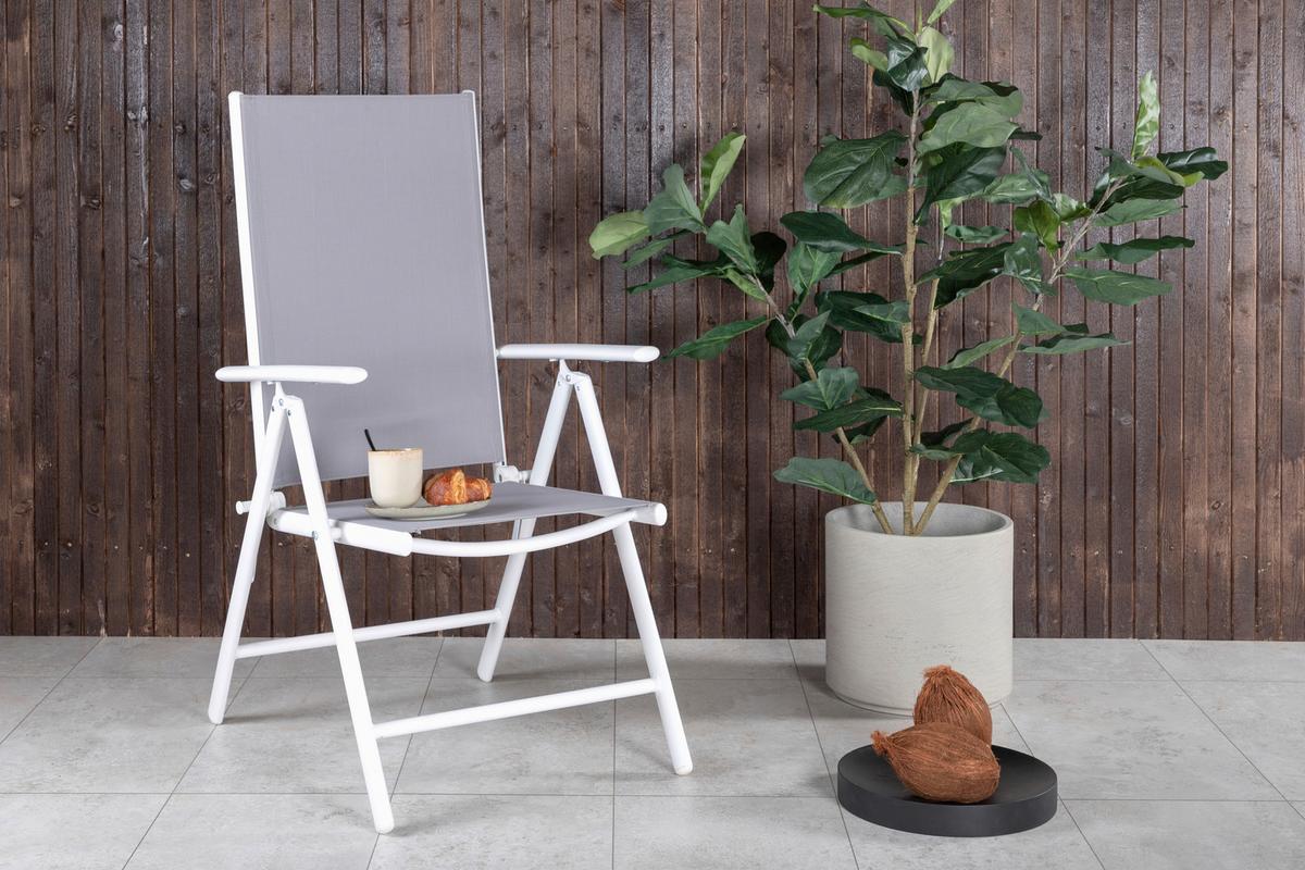 Gartenstuhl 2er-Set Break ca. 55x108 cm Grau/Weiß - Weiß/Grau, KONVENTIONELL, Textil/Metall (55/108/62cm) - Gardenson