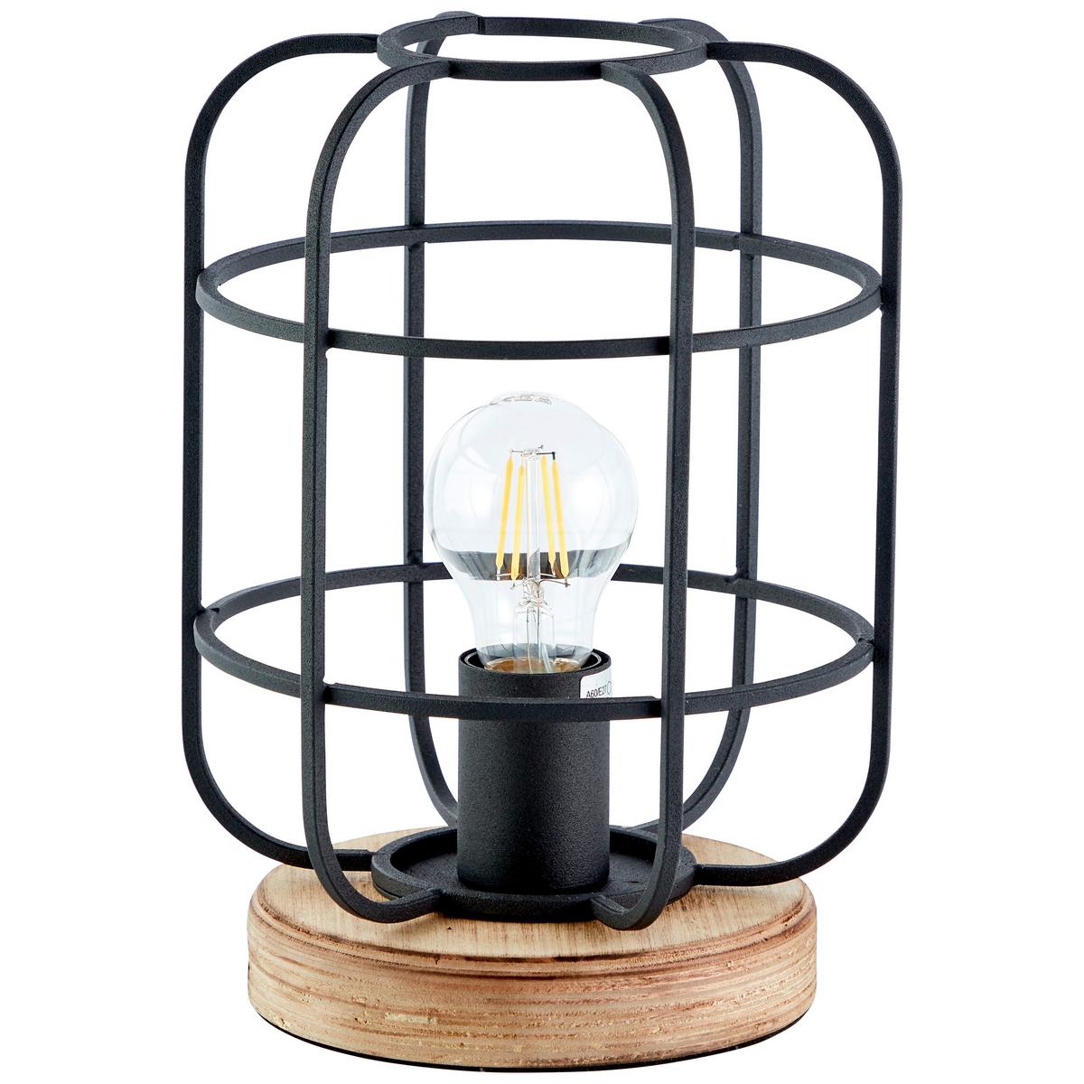 Tischleuchte Gwen Schwarz max. 40 Watt - Schwarz/Braun, Design, Holz/Metall (20/26,5cm) - Brilliant