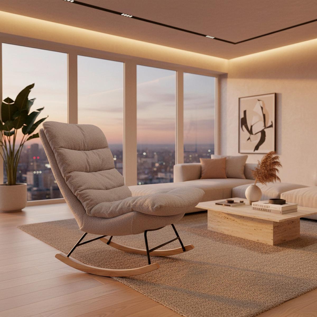 Gugalnik Devin, Svetlo Siva - naravne barve/svetlo siva, Moderno, kovina/tekstil (71/100/103cm) - Bessagi Home